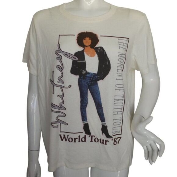 WHITNEY HOUSTON Concert Tshirt, XXL, Off-white, 1987, Photo, Short sleeves, - Picture 1 of 9